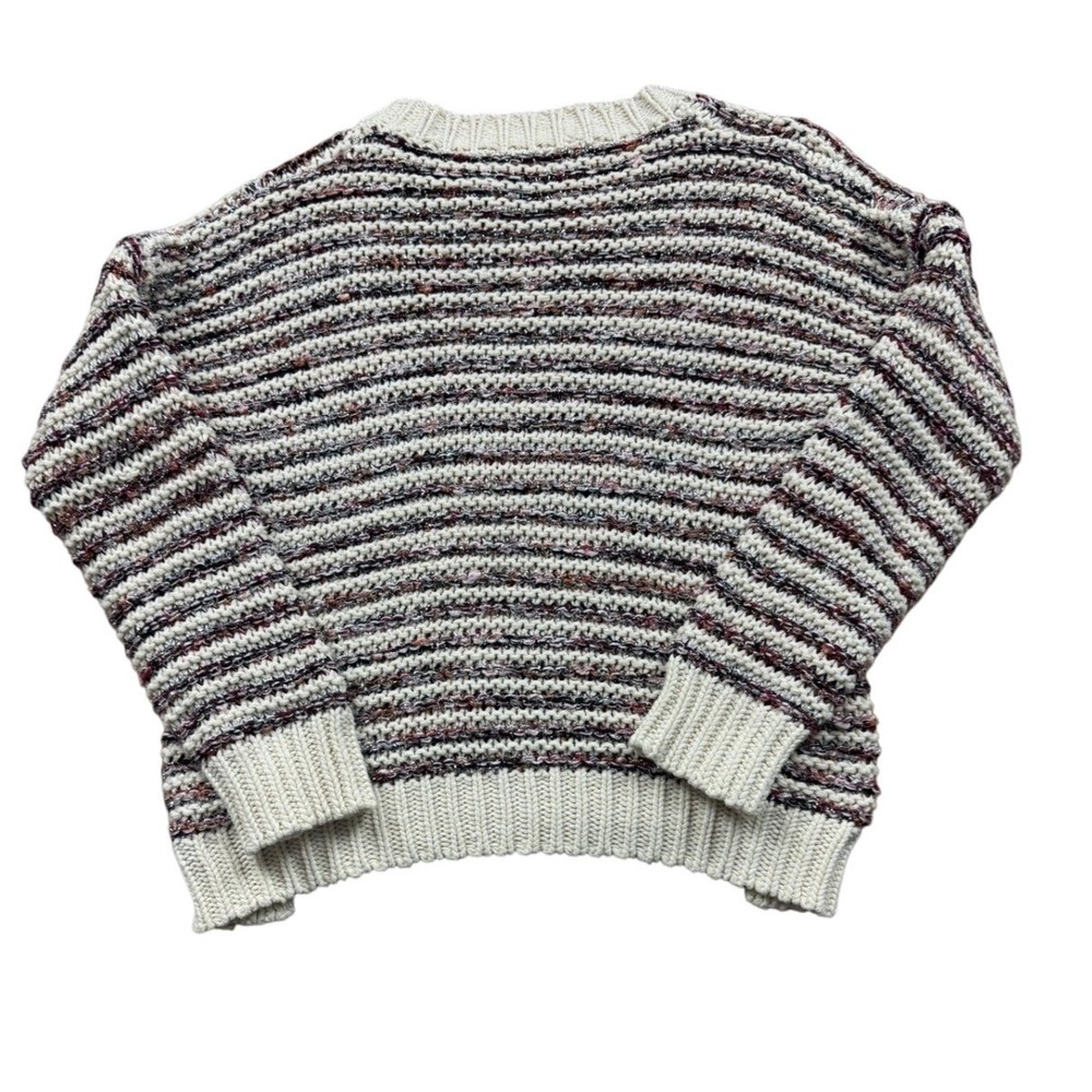 Heartloom Women's Striped Knit Sweater Cream Red Casual Cozy Medium - Picture 2 of 6
